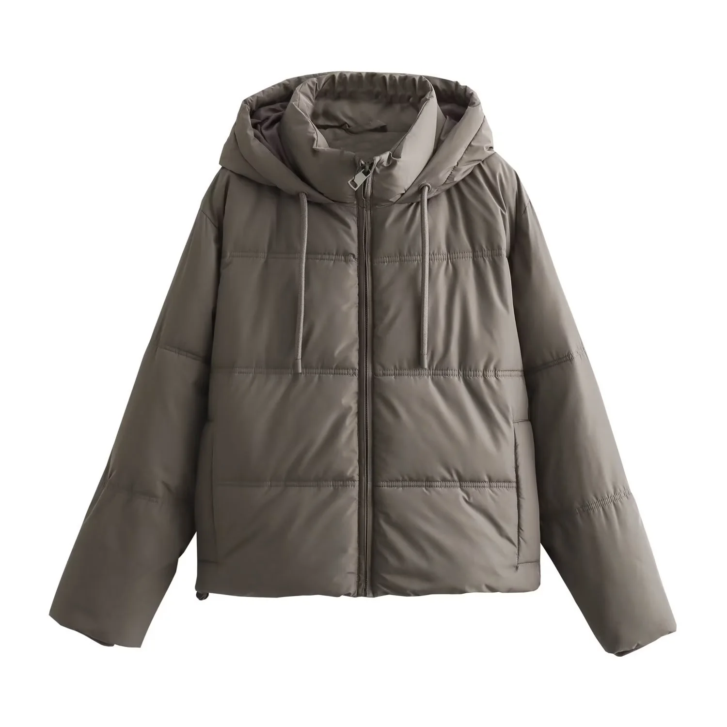 Zipper Hooded Coat With Pocket - Image 4