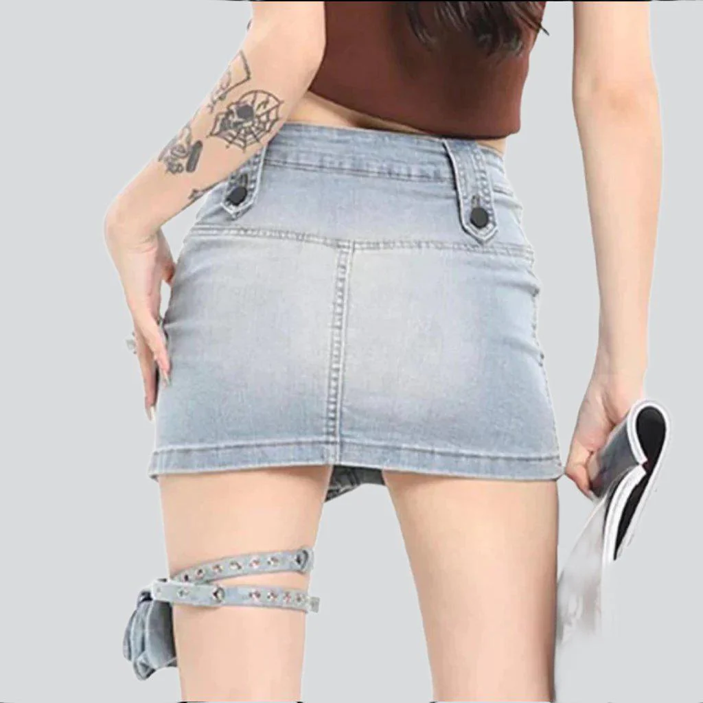 Zipper pocket urban denim skirt - Image 3